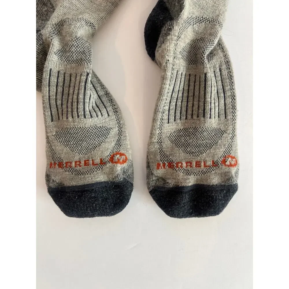 Merrill Men's Merino Wool Work Hiker Crew Socks Moisture Wicking Gray O/S